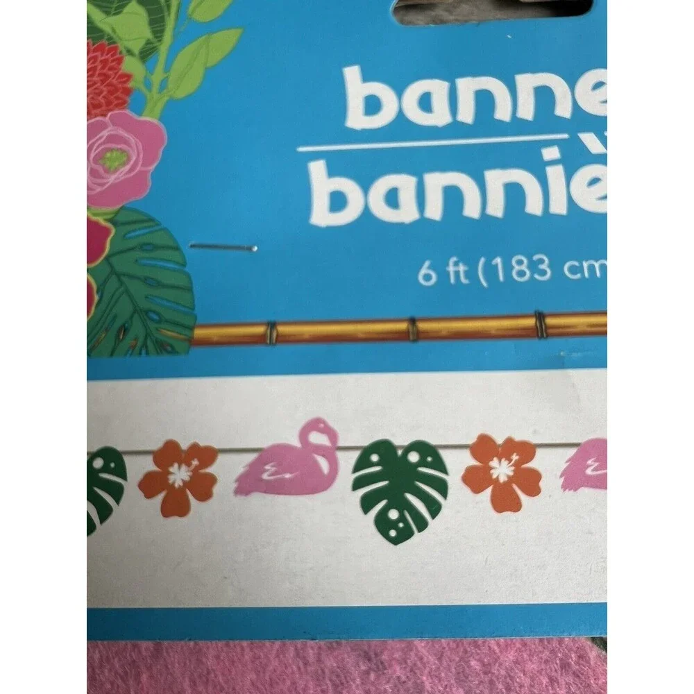6ft Tropical Hawaiian Party Luau Birthday Banner Decoration NEW Flamingo Garland